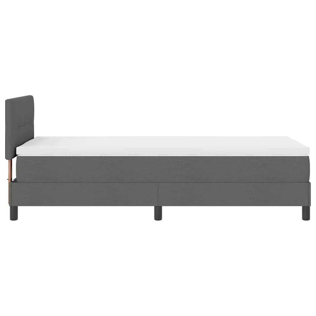 Box Spring Bed with Headboard Dark Grey 100 x 200 cm Fabric