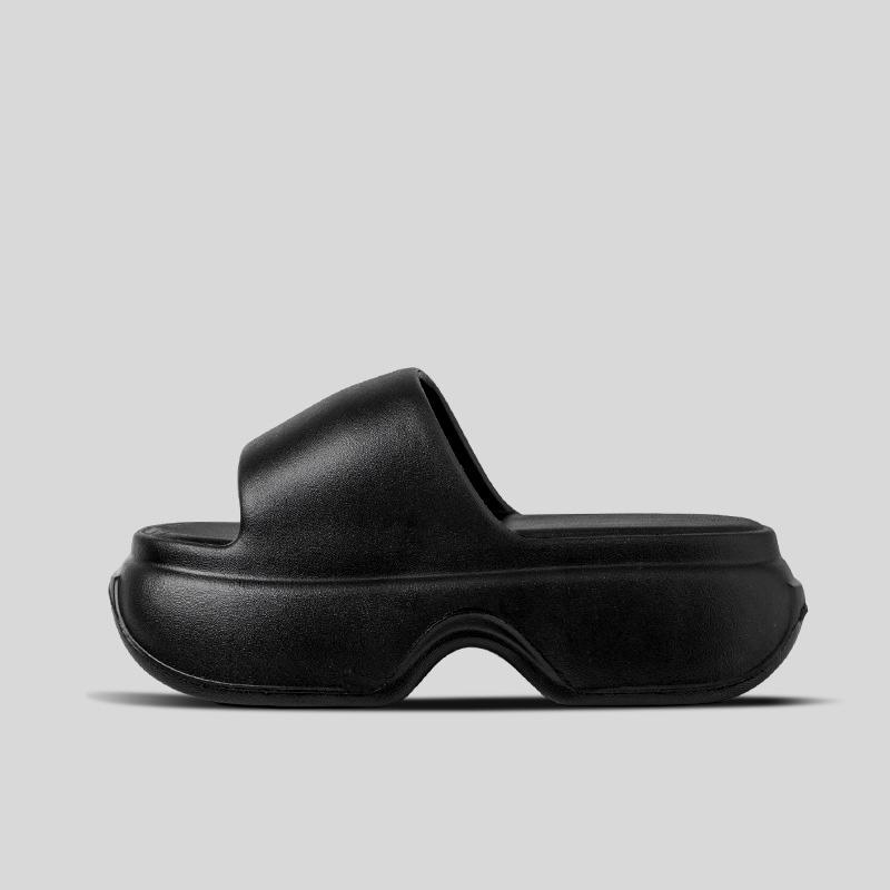 

Унисекс весенние однотонные домашние тапочки для мужчин, повседневные мягкие толстые банные туфли, женские летние нескользящие тапочки для пар 35-40 39-40 чёрный