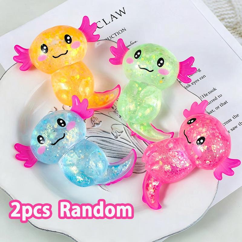 Squishy Axolotl Langsam Aufgehend Knet-Stressabbau-Spielzeug Glitzer Fidget Anti-Stress-Spielzeug Entlüftungs-Stressball Partygeschenk Geburtstagsgeschenk