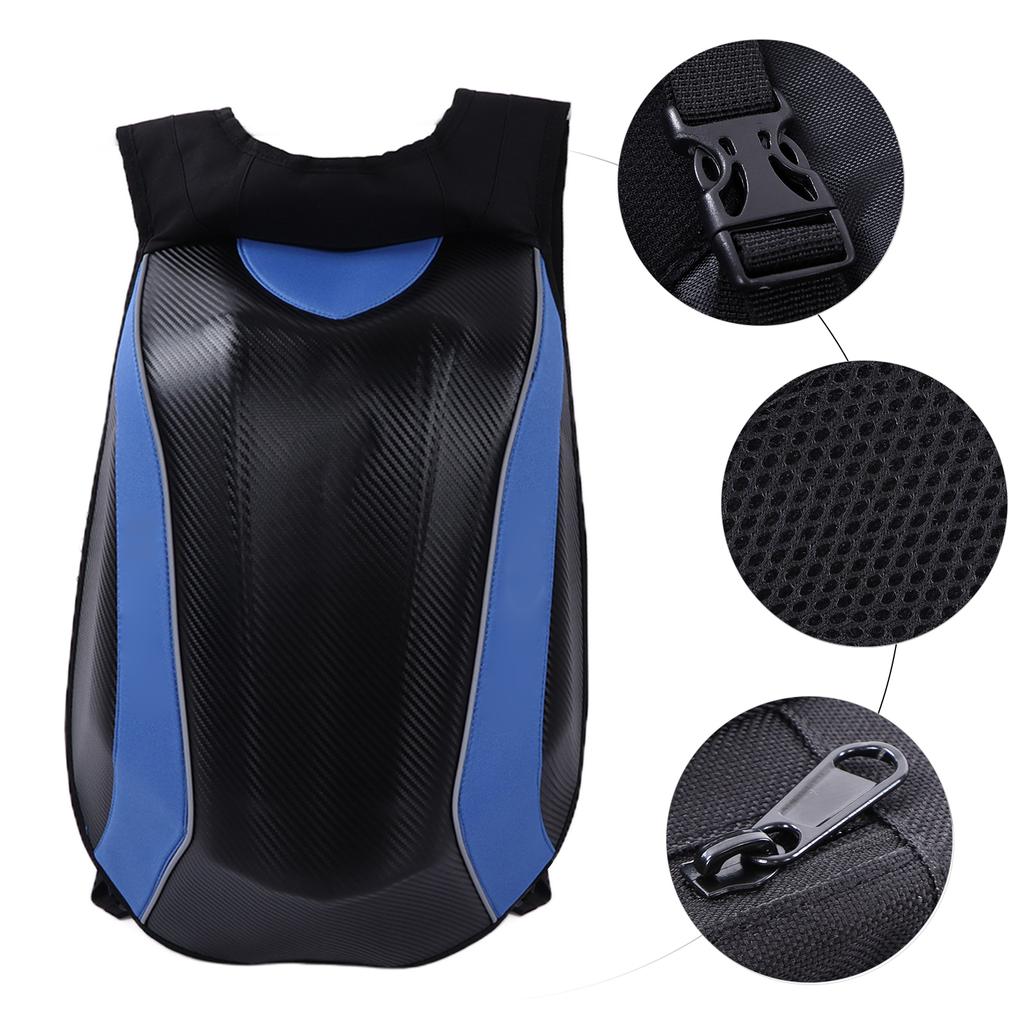 Waterproof Backpack Large Capacity Storage Bag PU Hard Shell with Reflective Strip for Riding Camping Hiking Blue