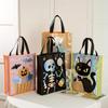 Halloween Party Bags - Non-Woven Fabric Gift Bags with Pumpkin, Grimace, Cat, Bats, Candy Designs  - Sturdy Handles for Trick