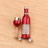 Luxury Exquisite Red Wine Cup Wine Bottle Shape Brooches Crystal Rhinestone Pins For Women Men Hats Suit Accessories Jewelry
