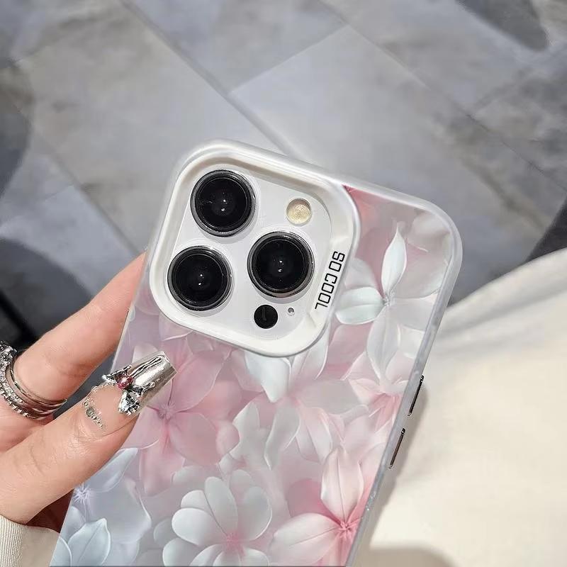 Pink Floral Phone Case For iPhone 17 16 15 14 13 12 11 Pro Max X XS XR 15 14 Plus 16E 17Air Shockproof Protective Cover