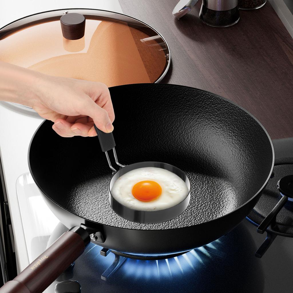 Egg Rings Stainless Steel Egg Molds for Frying Round Egg Cooker Ring Oil Brushfor Griddle Breakfast Cooking Fried Egg Rings