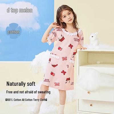 Dingguagua Girls' Princess-Style Cotton Summer Nightgown