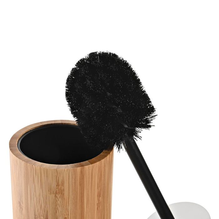 Toilet Brush - DKD Home Decor - Black - Bamboo - Aluminum - Dimensions 10x10x36.8cm