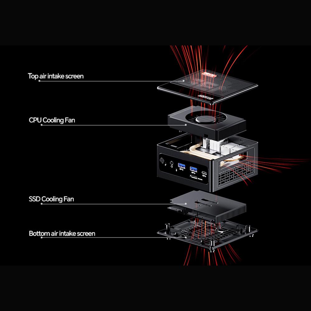AOOSTAR GEM10 Mini PC, AMD Ryzen 7 6800H 8 Núcleos Hasta 4.7GHz, 32GB RAM LPDDR5 1TB SSD PCle 4.0