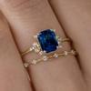 Charm Women Rings for Women Gold Color Square Blue White Stone Classic Design Wedding Party Accessories Gift