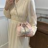 Trendy Black Silver Pink White Pu Bucket Bag For Women With Chic Chain Detail