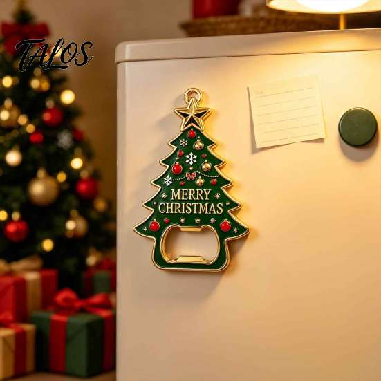 Holiday Kitchen Tools Christmas Tree Bottle Opener, Magnetic Refrigerator Magnet, Heavy Duty Magnet Metal Beer Opener for Kitchen, Party Favors