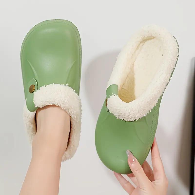 Cozy House Slippers Anti-skid Slip-on Shoes Indoor For Men Winter Shoes Fuzz-lined Clogs