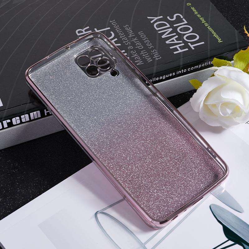 KADEM For Samsung Galaxy A12 Gradient Glitter Case Flower Pattern Rhinestone TPU Phone Cover