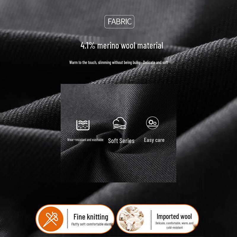 Romon Men's Autumn/Winter Wool Blend Straight Fit Casual Business Trousers