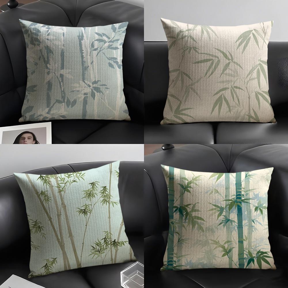 Bamboo Luxury Cushion Cover Natural Linen Organic Fabric DoubleSided Printing Sofa Home Decor Gift Pillow Case
