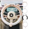  Winter Cartoon Steering Wheel Set Interior Decoration Plush Embroidered   Handlebar Gloves Cute 