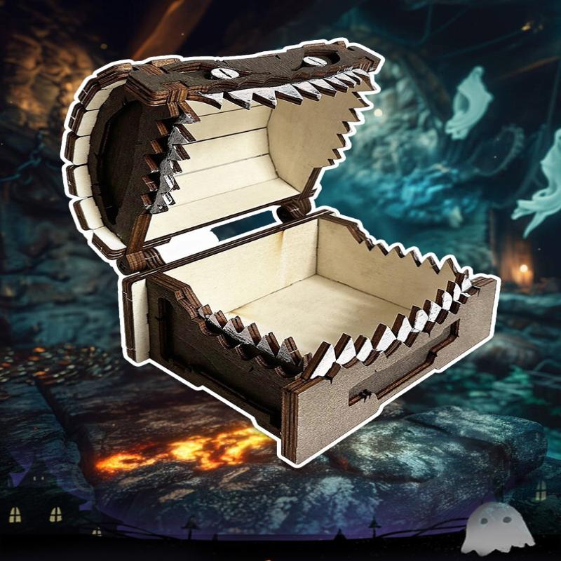 In Stock Dungeons & Dragons Game Figures Wooden Mimic Figure Creative Monster Treasure Chest Figurine Box Halloween Toy Gift