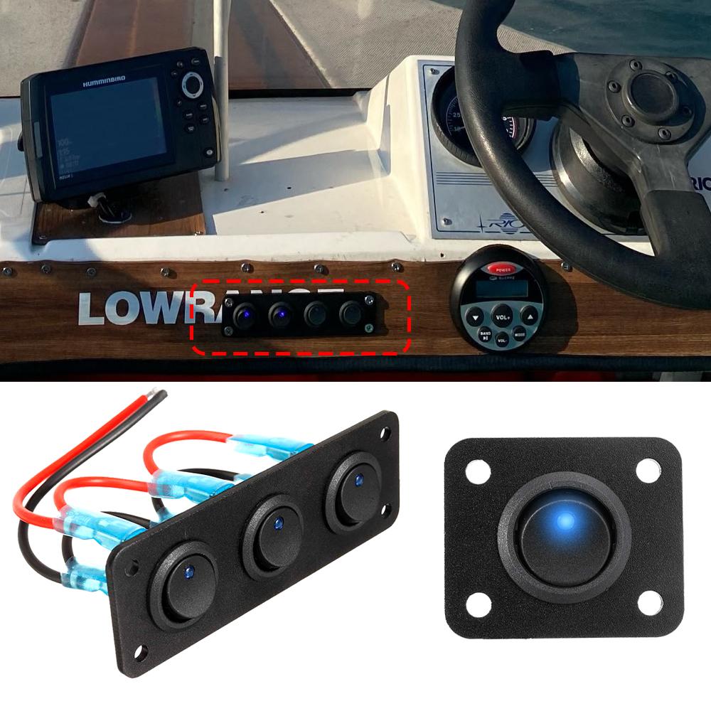12v 1-4 Gang Universal Toggle Switch Panel USB Car Boat Marine RV Truck Blue LED Styling  Marine Rocker Switch Accessories