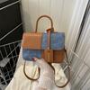 Popular fashion splicing handbag 2025 commuter shoulder messenger bag small square bag