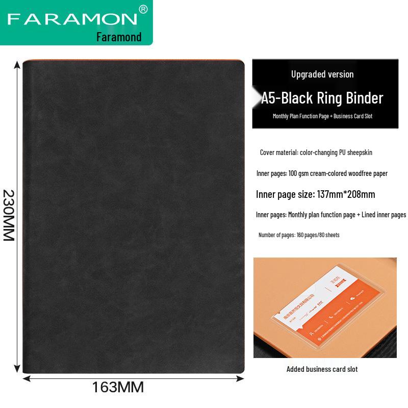 2024 A5 & B5 Loose-Leaf Business Notebook with Removable Ring Binder