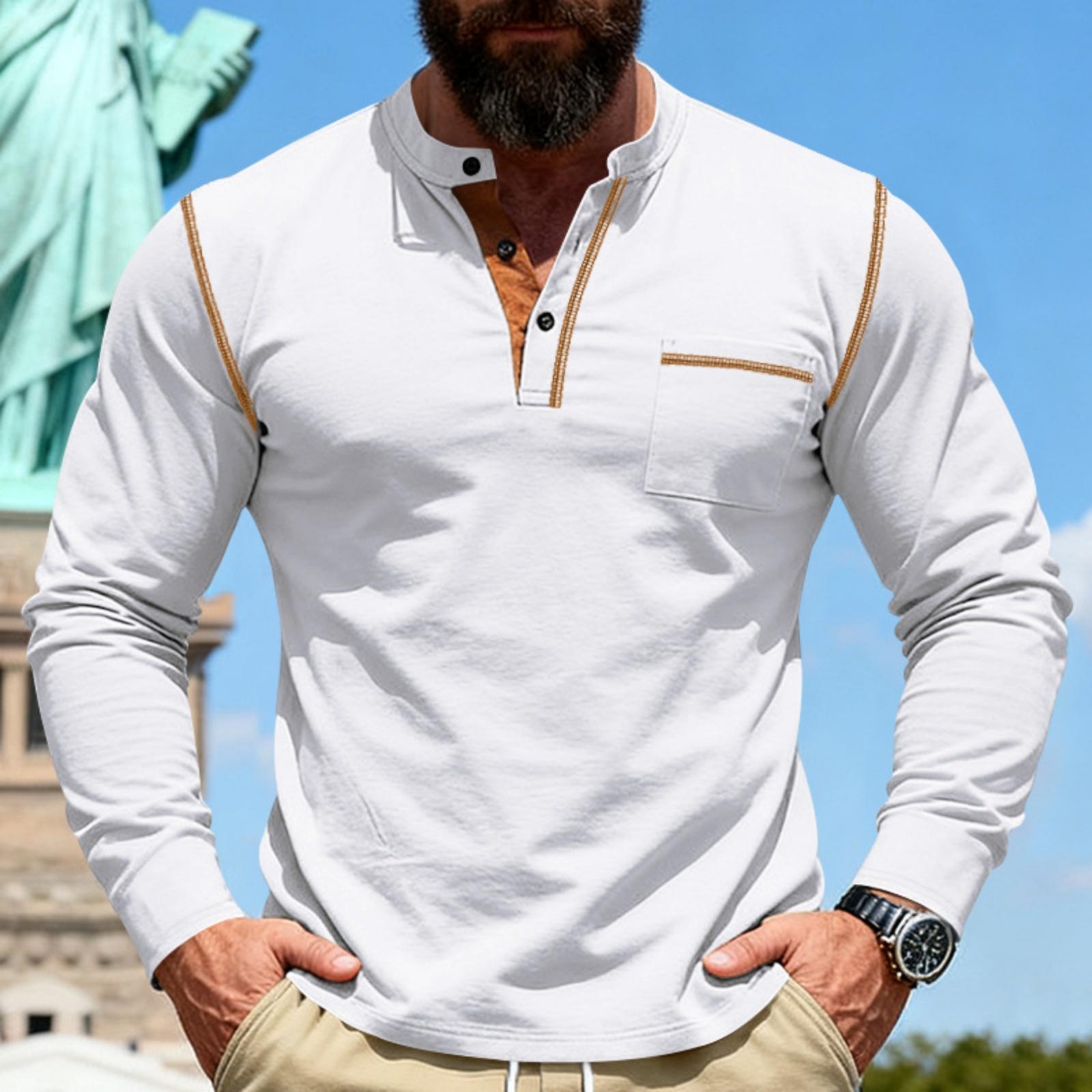 

Мужская рубашка с длинным рукавом, рубашка с отложным воротником, приталенная рубашка XL белый