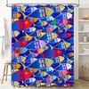 Colorful Fish Print Shower Curtain Creative Blue Background with Multiple Designs Bathroom Decor for Kids Adults