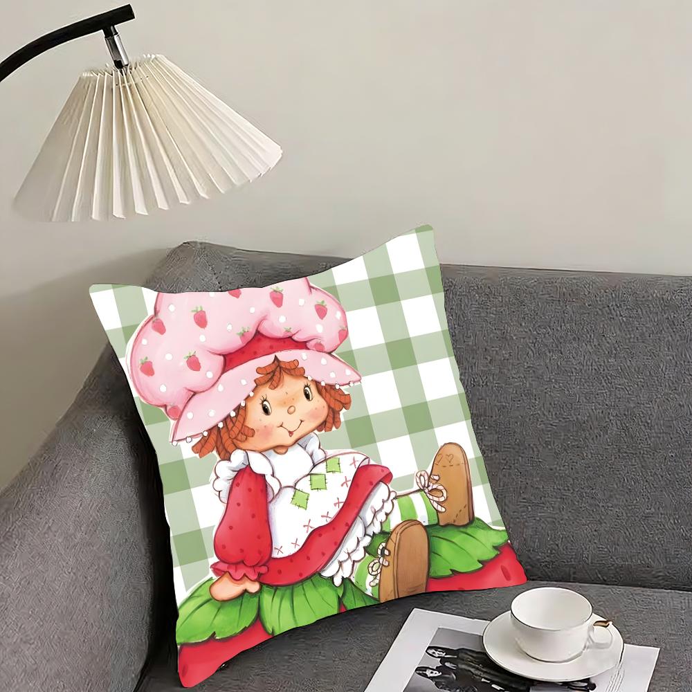 SStrawberry ShortcakeE Cute Cushion Cover Pillowcase Ultra Soft Skin Friendly Fabric Cloud Like Comfort Concealed Zipper