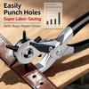 B0KB Multifunctional Carbon Steel Hole Puncher Pliers For Leather Belts Plastic Paper