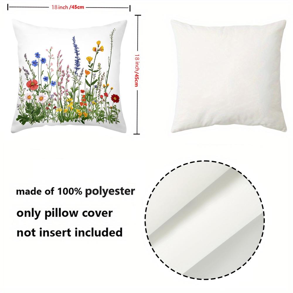 Colorful Floral Printed Square Throw Pillow Cushions Polyester Pillowcase, Sofa Decorative Cushion Cov Headboard Pillow