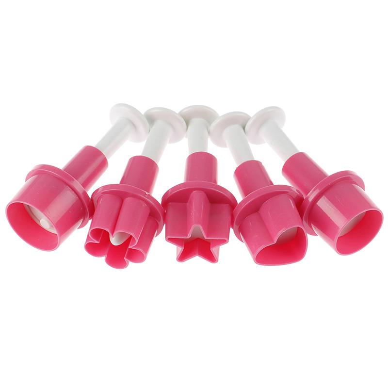 5Pcs Plastic Cookie Cutter Cake Mold Star Button Plum Heart Biscuit Sugarcraft
