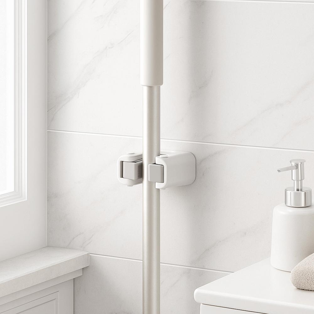 Plastic Mop Clip Hanging Mop Broom Holder Bathroom Hook Mop Storage Clips Rack Wall Mounted