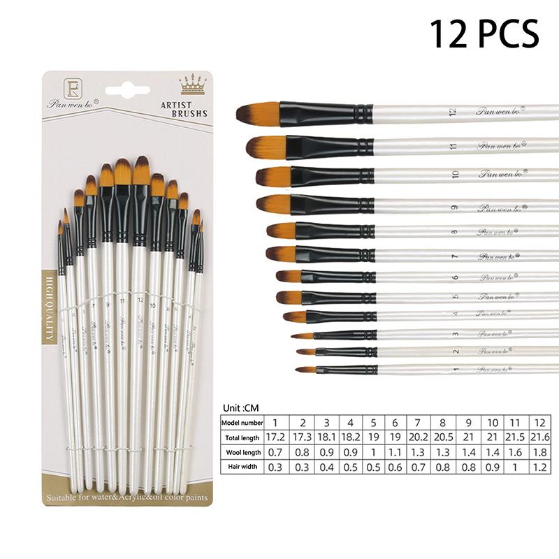 Набор из 12 акриловых кистей для рисования, профессиональные кисти для рисования, кисти для рисования акварелью, масляные кисти, художественные принадлежности A2