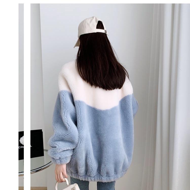 Luxury Lamb Fur Coat Women Shearling Jacket Winter Warm Mid Length Outerwear Fashion
