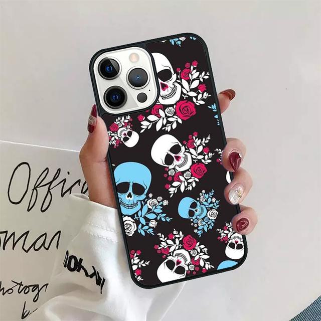 Retro Pattern Flower Skull Coque Shell For iPhone 17 Air 15 16e 14 13 12 Pro Max 11 Pro Max Plus Phone Case Cover