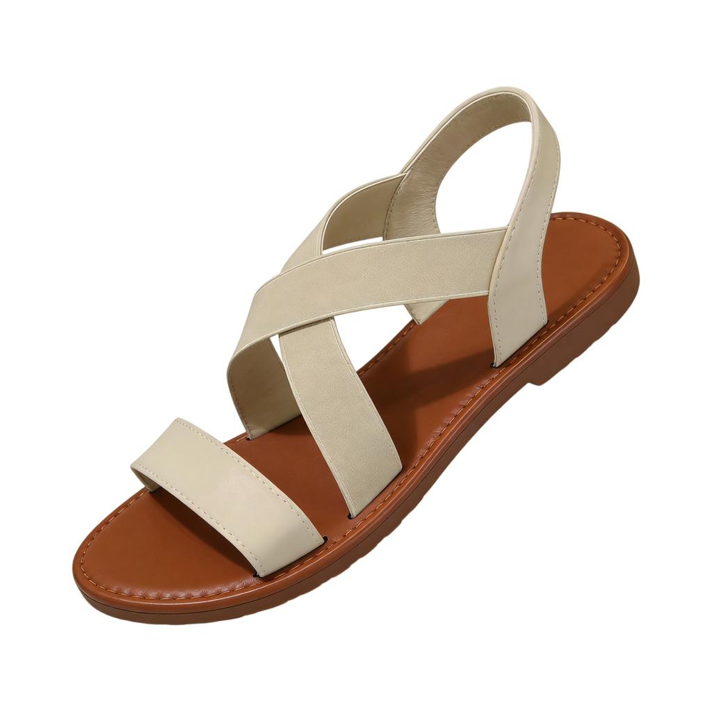 Ladies' Summer Casual and Fashionable Versatile Sandals, Flat Bottomed Fish Mouth Elastic Sandals
