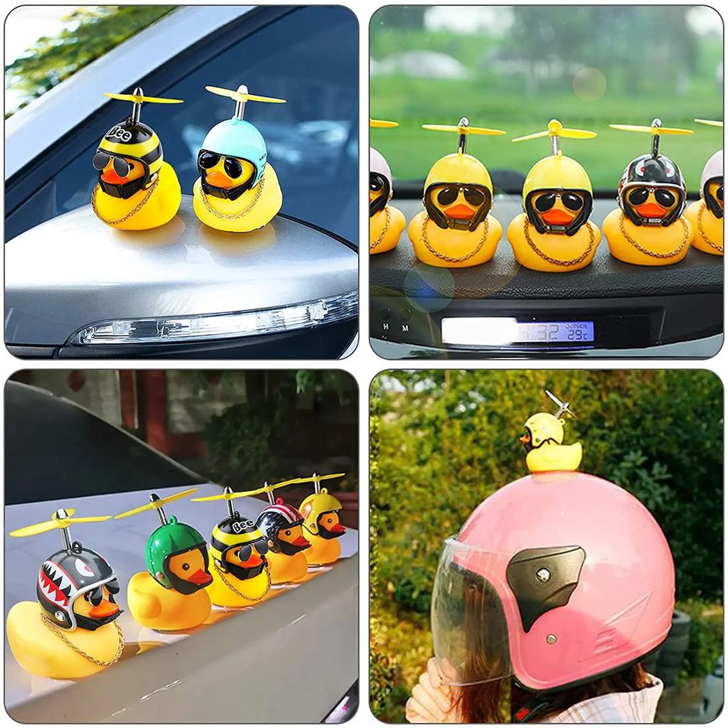Motor Accessories Little Yellow Duck With Helmet For Bike Lights Auto Car Accessories Duck In The Car Car Interior Decoration Ca