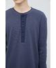 HATCHINGROOM Thermal Henley Tee Blue Charcoal