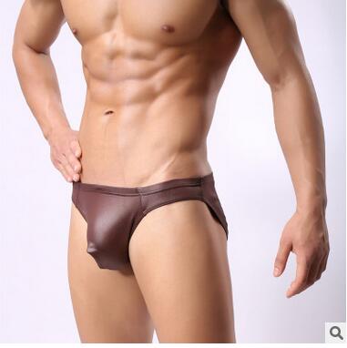 Sexy Herren G-String PVC Glänzend Kunstleder Niedrige Taille Herren Tanga U-förmige Konvexe Tasche Boxershorts G-Strings Tanga Unterwäsche Penis Gay Wear Fx8