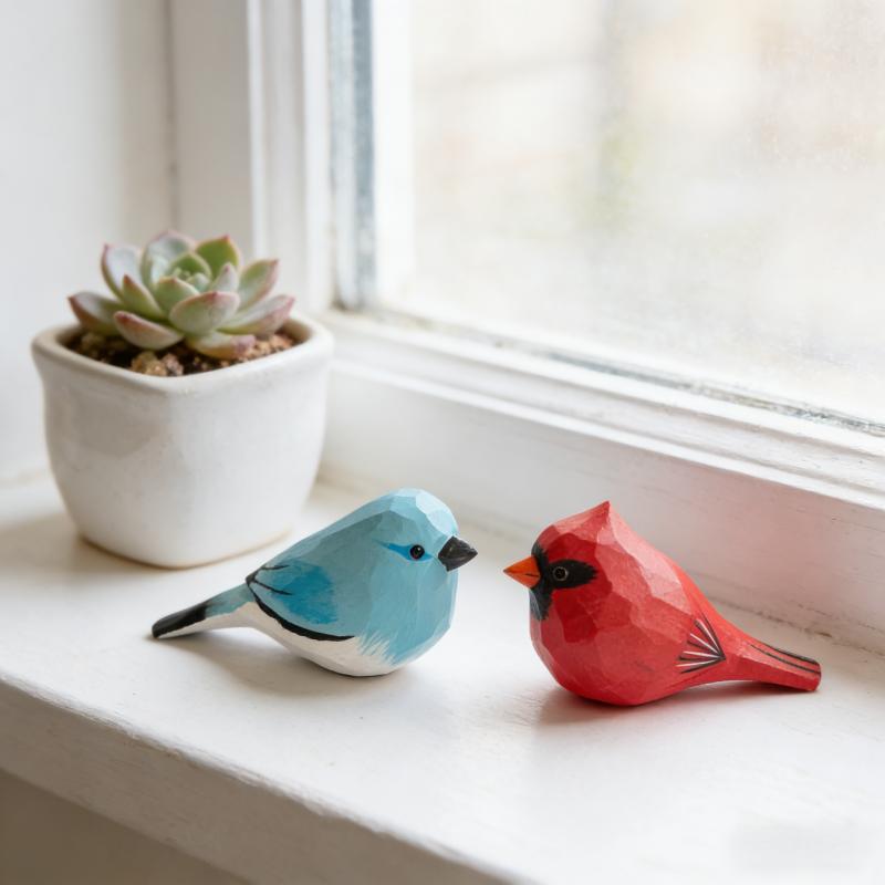 Hand Carved DIY Bird Ornaments, Wooden Crafts, Home and Office Desktop Ornaments, Small Animal Decorations