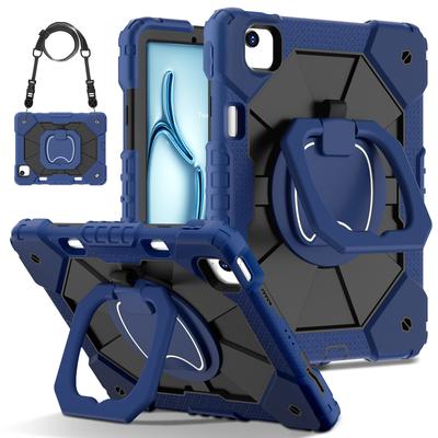 For iPad Air 11 (2025)/(2024) Case with Shoulder Strap Silicone+PC Kickstand Tablet Cover