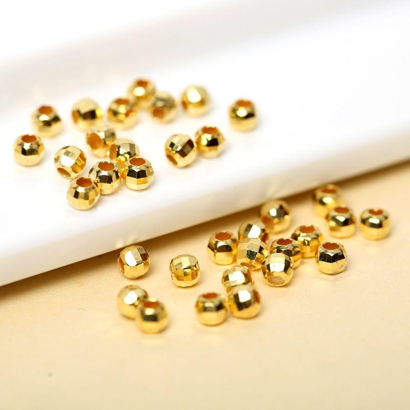 

S925 Sterling Silver Gold Plated Laser Bead 3mm Small Bead Surface Cutting Beads Carved Beads DIY Bracelet Wrist String Spacer Beads Accessories Silver gold-plated 3.5mm laser beads