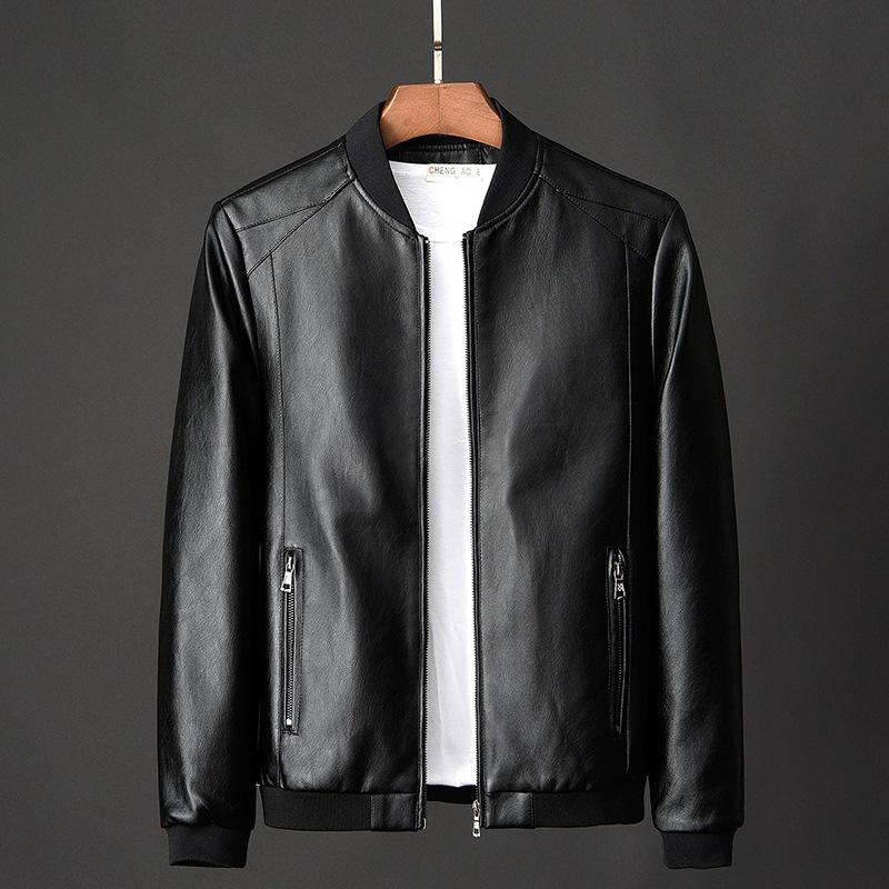 New leather jacket men's casual jacket, trendy slim-fit and stylish youth spring/autumn biker jacket