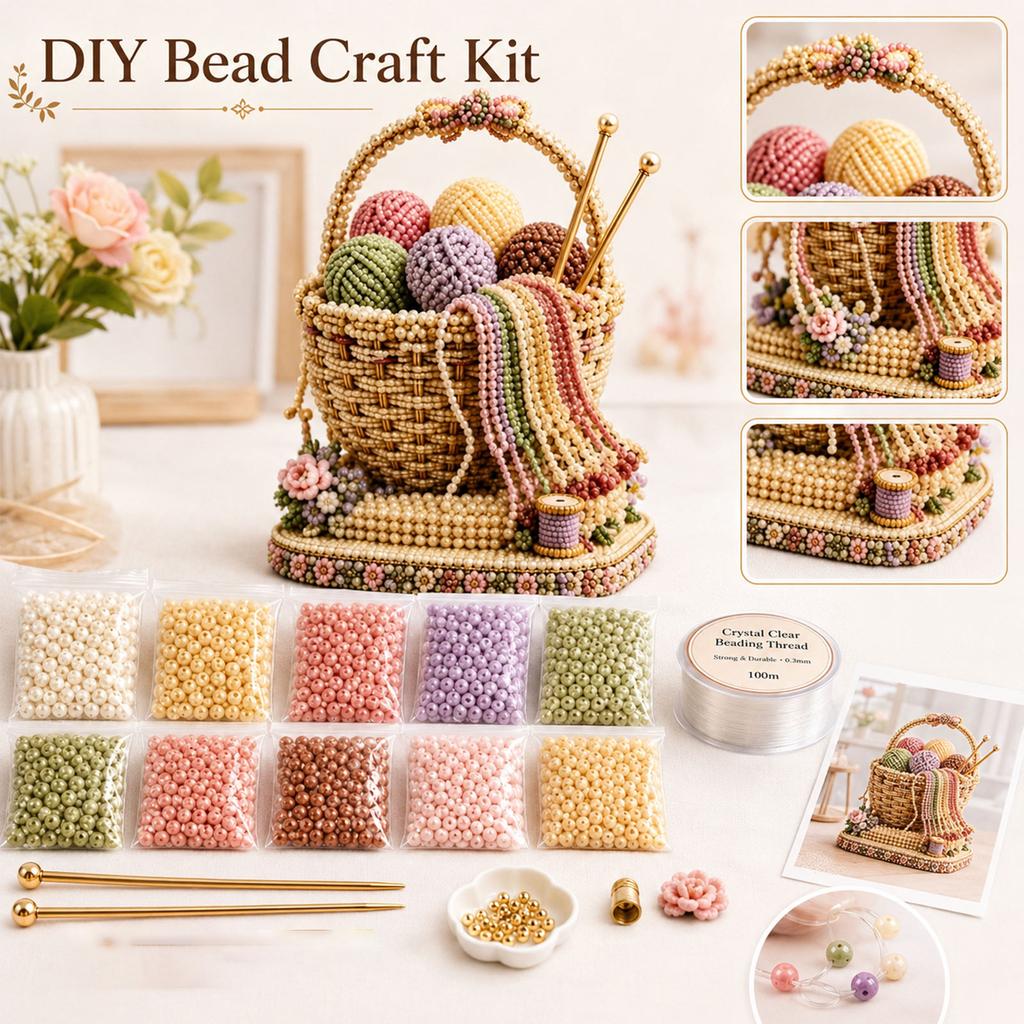Kit Fai da Te Cesto con Perline 3D - Set Creativo di Tessitura con Perline per Creare Cesti Decorativi in Miniatura, Progetto di Decorazione per la Casa per Adulti, Regalo per Amanti