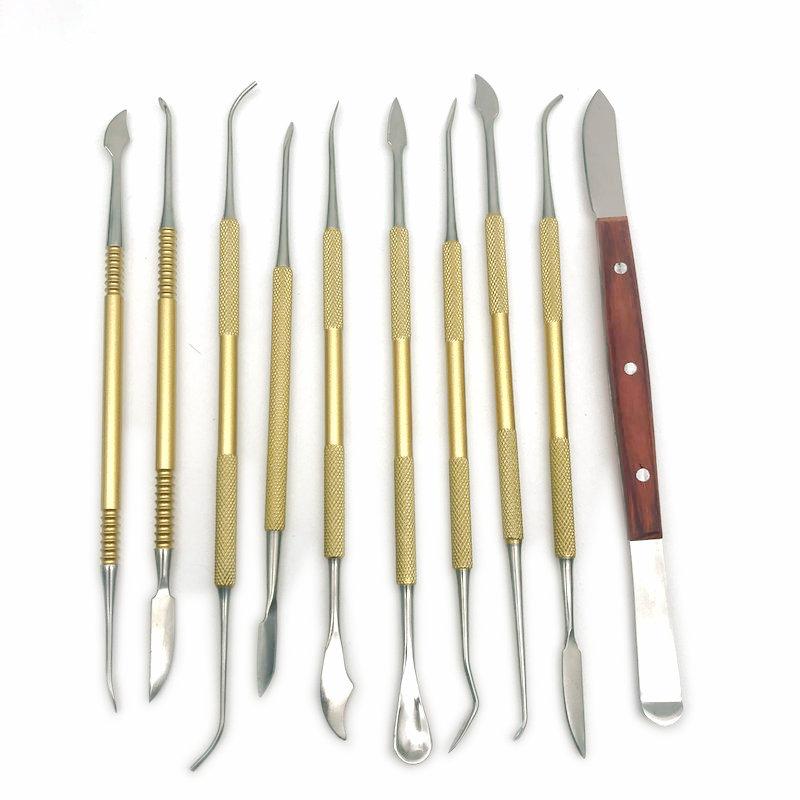 10Pcs Dental Stainless Steel Wax Carving Tool Set Dentist Sculpture Knife Dentistry Instrument Dental Lab