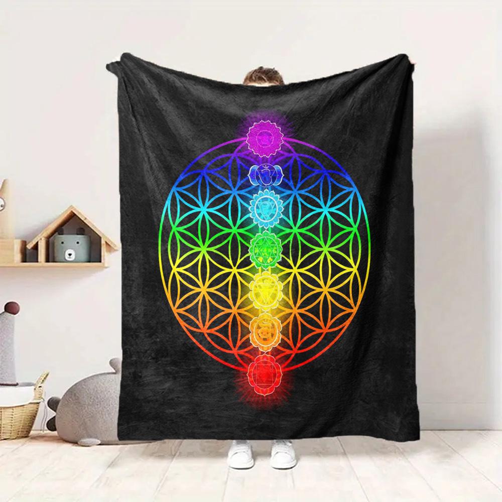 Chakra Balance Flannel Blanket Throw Blanket Soft Warm Sofa Bed Camping Car home Decor Unique Christmas Gift C9302631