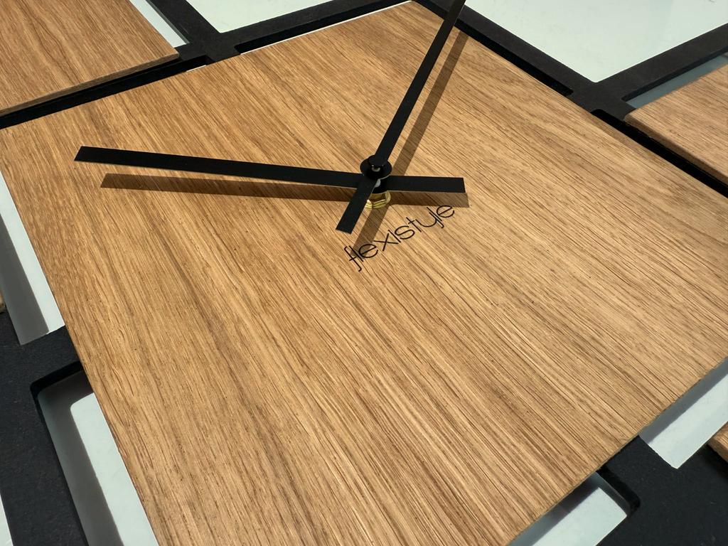 Triple wall clock 58cm black wooden
