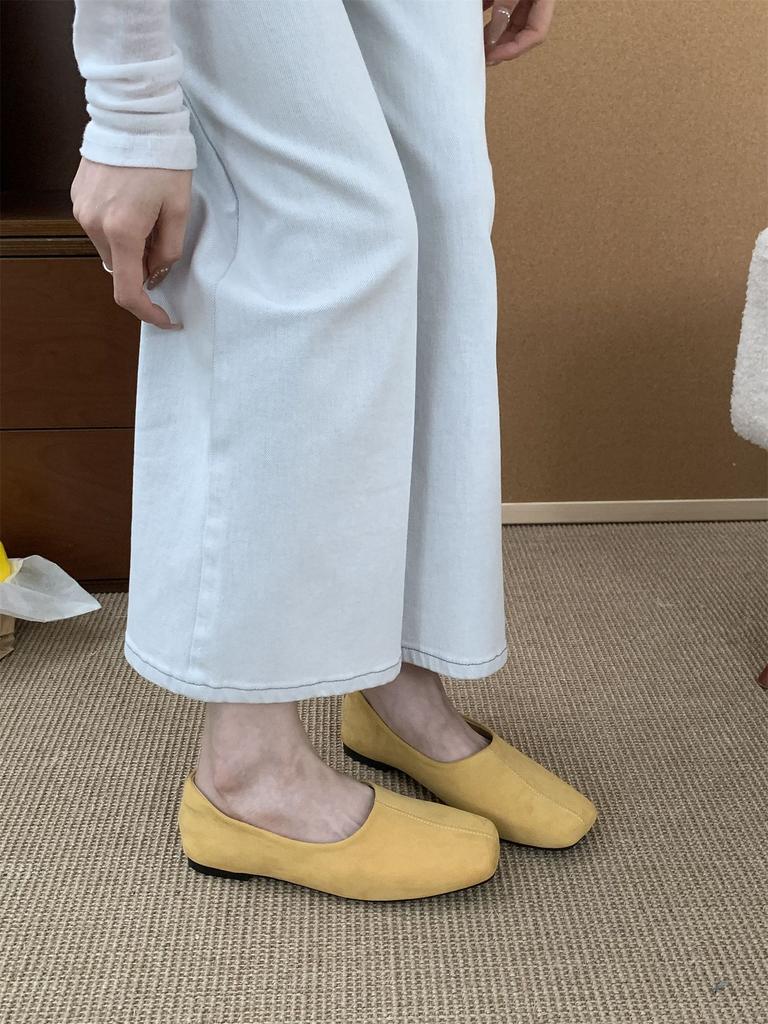 Square Head Single Shoes Women's 2025 New Soft Flat Bottom Comfortable Retro Simple One-pedal Korean Version Leopard Print Lazy Shoes Women