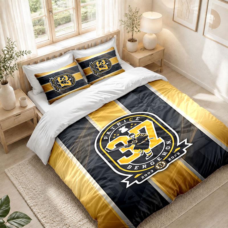 Bedding Set 1 Duvet Cover 2 Pillowcases Boston Bruins Print Bedroom Home Decoration