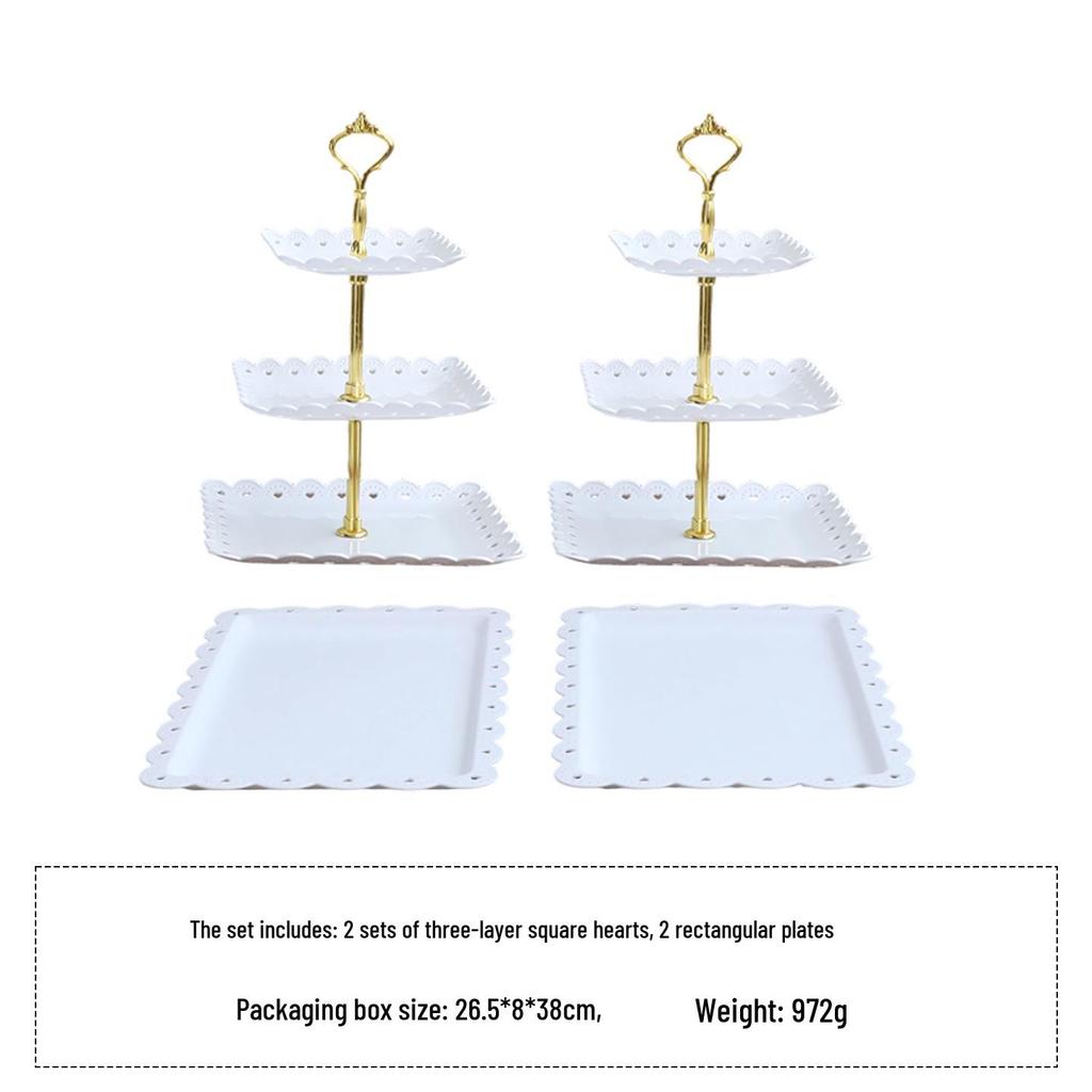 European Three-Tier Dessert Stand: Elegant Fruit Plate and Cake Display for Afternoon Tea