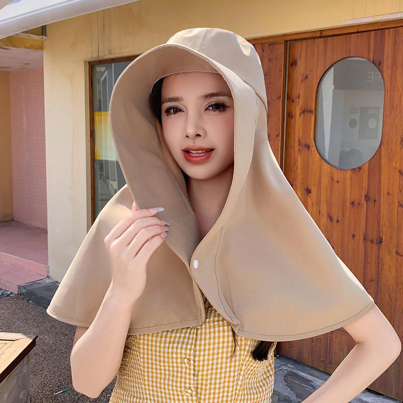 Women's Sun Hat with Large Brim, Neck Protection, UV Face Covering, and Ponytail Opening