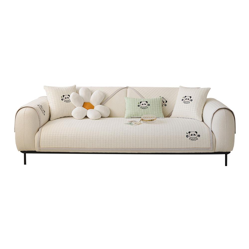 Panda  New Chenille Sofa Cushion Four Seasons Universal Cartoon Seat Cushion Fixed Non-Slip Sofa Cover Cover Cloth